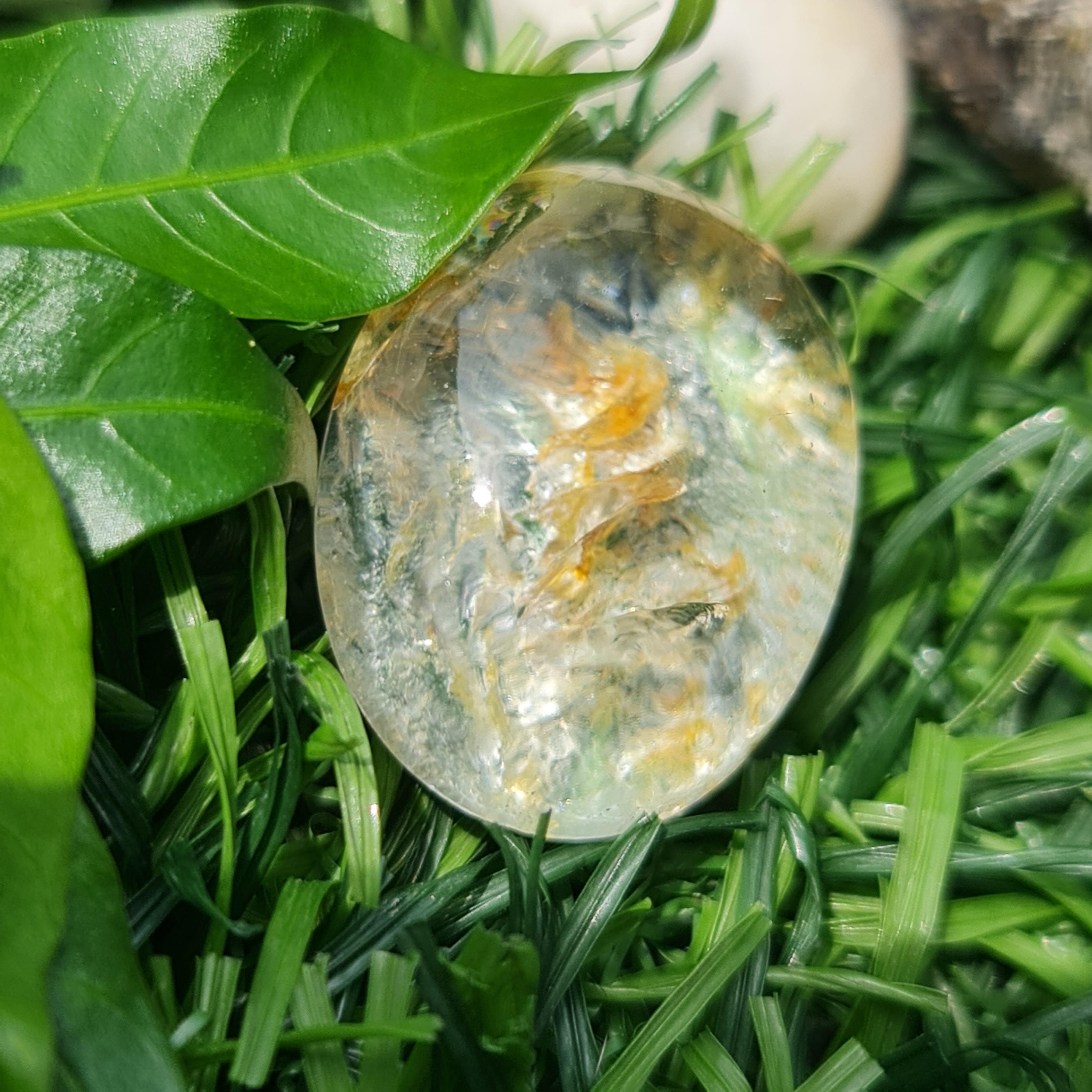 โป่งข่าม ควอตซ์ Rutilated Quartz 31.59 กะรัต Cts. พลอยแท้ อัญมณีมงคลประจําวันเกิด เครื่องประดับพลอย