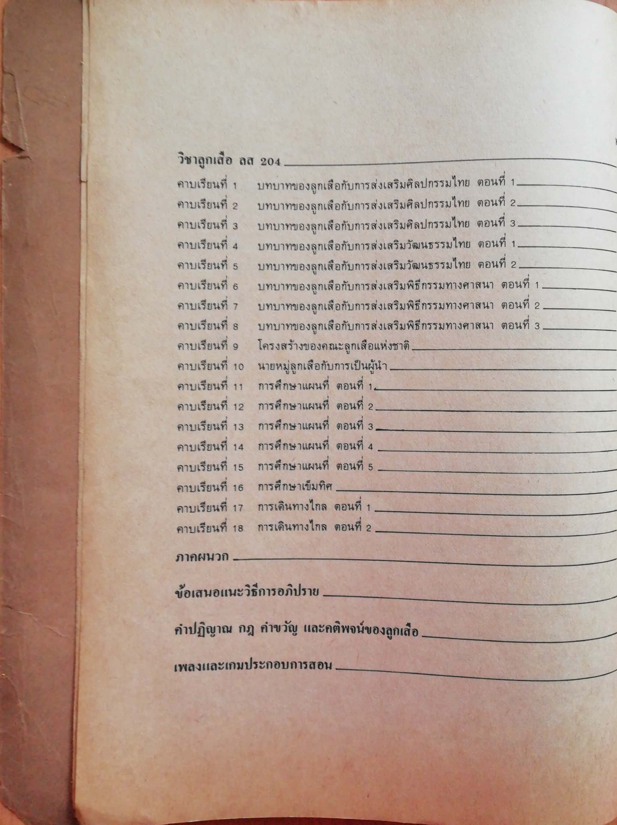 หนังสือเก่า"คู่มือผู้สอนวิชาลูกเสือ ลส203-204 ชั้นมัธยมศึกษาปีที่2 (ม.2) ตามหลักสูตรวิชาลูกเสือระดับมัธยมศึกษาตอนต้น พ.ศ.2528
