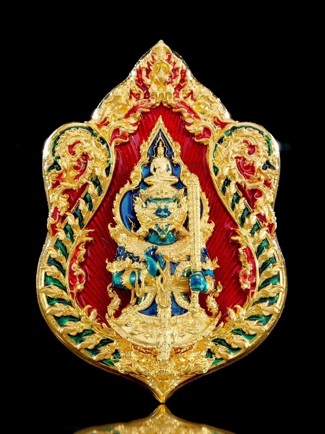 เหรียญเสมาพระพุทธชินราช รุ่น จตุมหามงคล666ปี รายการพิเศษศูนย์จอง เนื้อบรอนซ์ชุบทองลงยา (ด้านหน้า/พระพุทธชินราช ด้านหลัง/ท้าวเวสสุวรรณ)