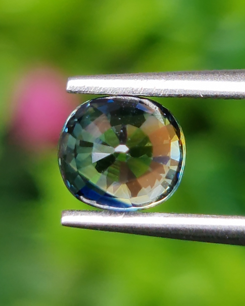 พลอย ลักษณะพิเศษ 2 สี Spacific Bi-Color Sapphire 1.41 กะรัต (Cts.) พลอยแท้ อัญมณีมงคลประจําวันเกิด เครื่องประดับพลอย