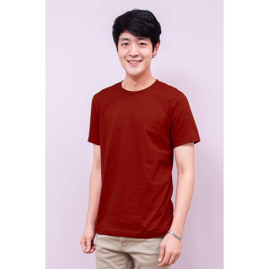 เสื้อยืด OV101 คอกลม ผ้าCotton100% 32 เนื้อนุ่ม ใส่สบาย สีเลือดหมู