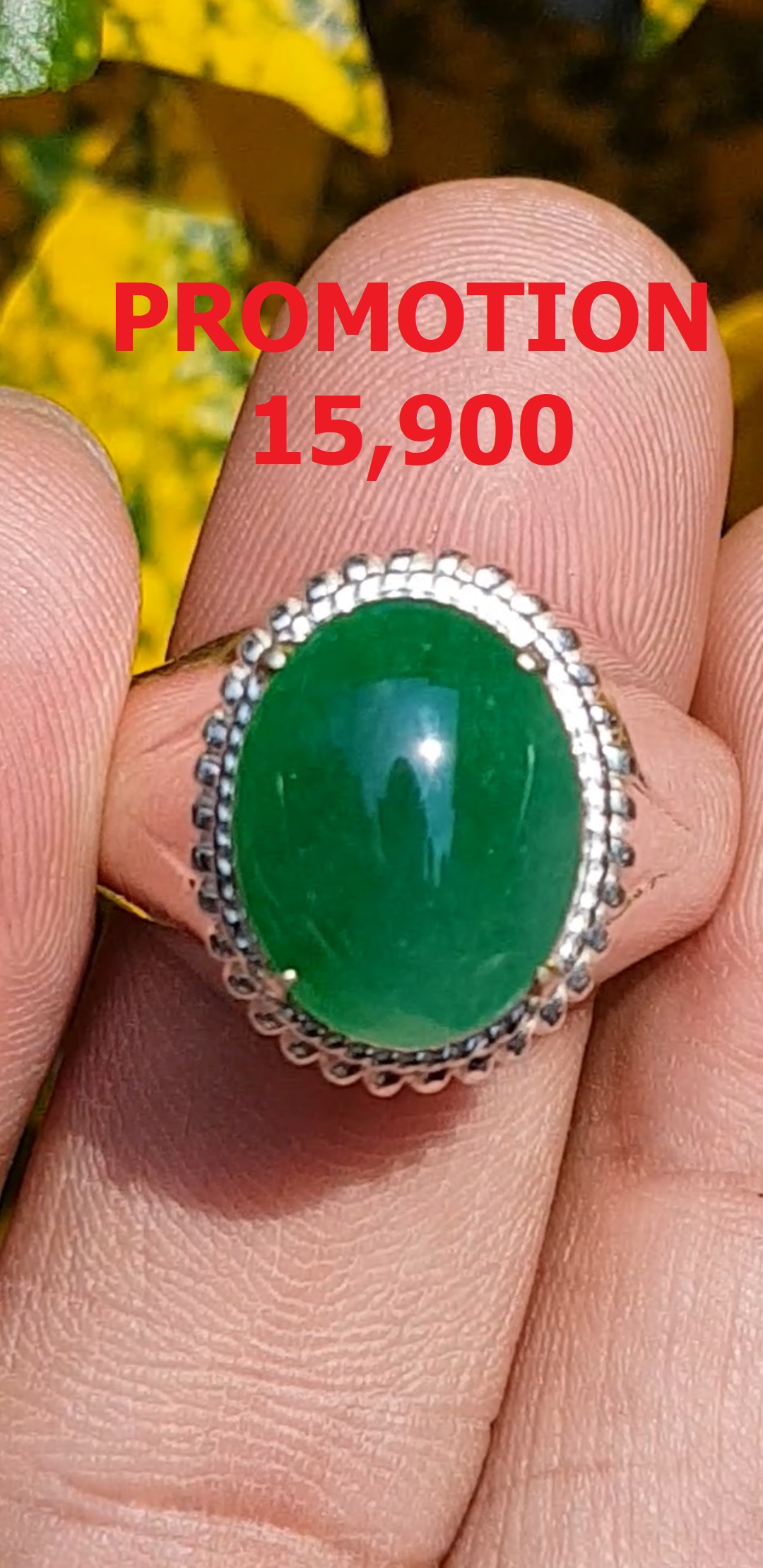 หยก พม่า แท้ Jade แหวนหยก 翡翠戒指 (Jadeite ring) 4.21 กะรัต (Cts.) ดิบ Size 62 ไม่ผ่านการปรับปรุง (Type A) พม่า (Myanmar)