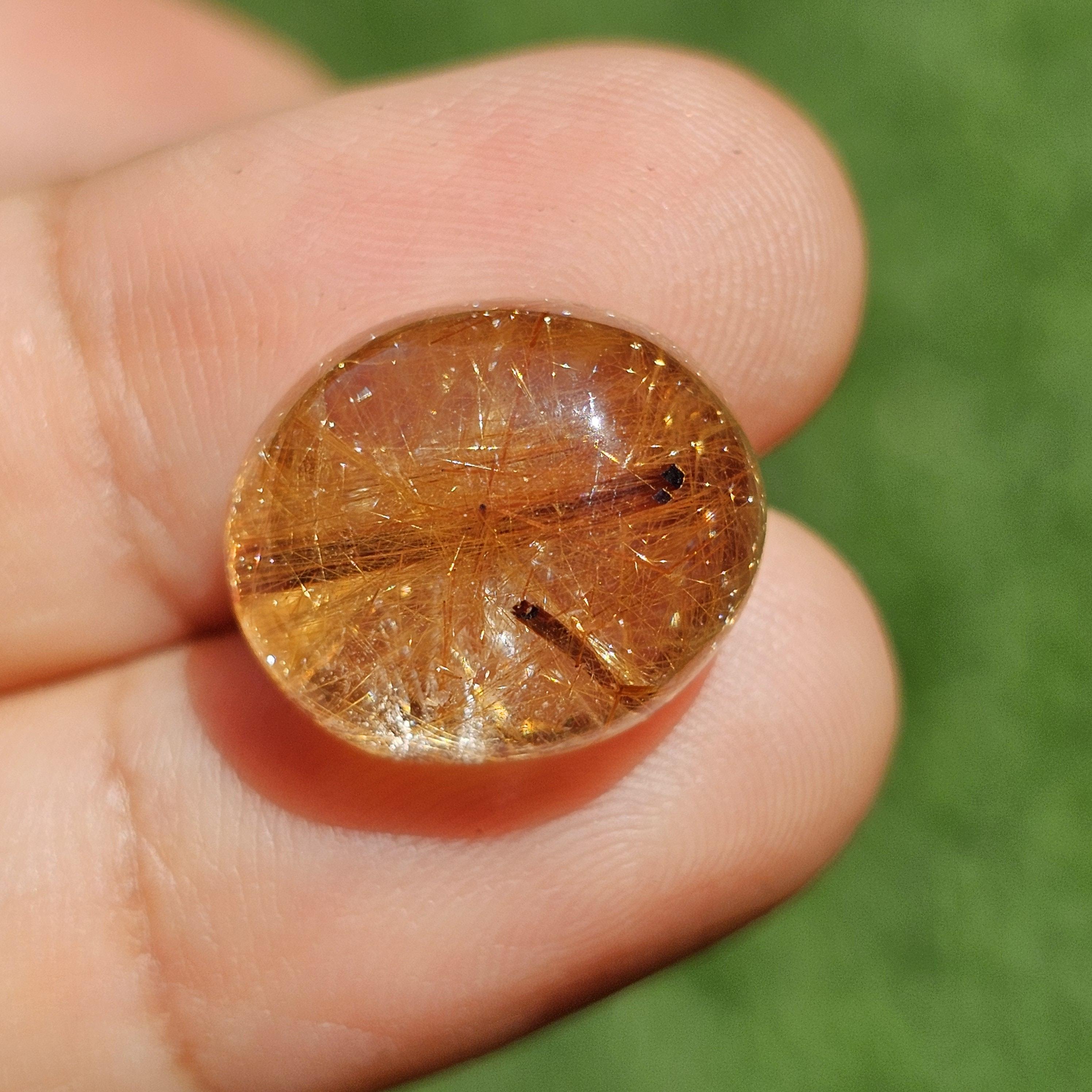 ไหมทอง ควอตซ์ Golden Rutilated Quartz 17.12 กะรัต Cts.พลอยแท้ อัญมณีมงคลประจําวันเกิด เครื่องประดับพลอย