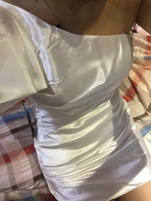 Pre-order ชุดราตรีสั้น เกาะอก ไหล่เดียว แต่งโบว์ มีซิป จับเดรป