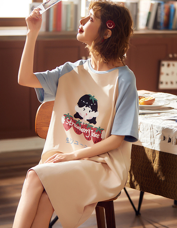 🔥พร้อมส่ง🔥ชุดนอนกระโปรง ชุดนอนน่ารัก เดรสคอตตอนนุ่มนิ่มมีน้ำหนัก ใส่ได้บ่อยค่ะ (CT105-5)