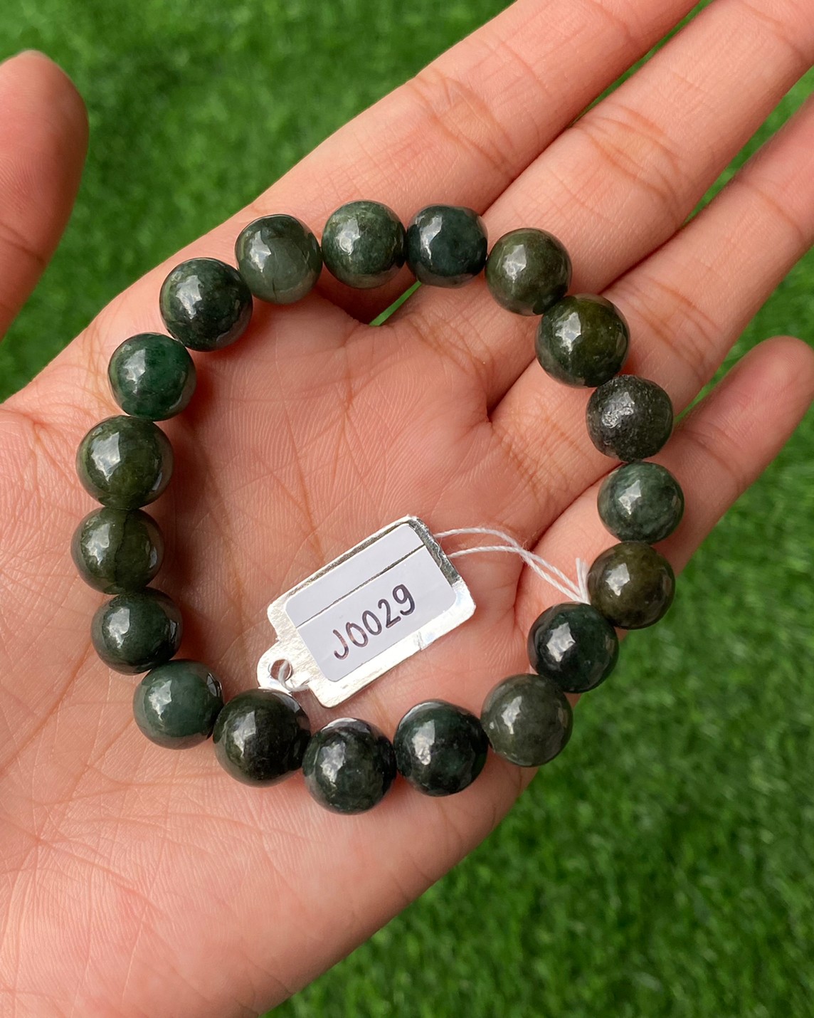 J0029 หยก พม่า แท้ Jade กำไล ประคำหยก (Jadeite Beads Bracelet) พม่า (Myanmar)