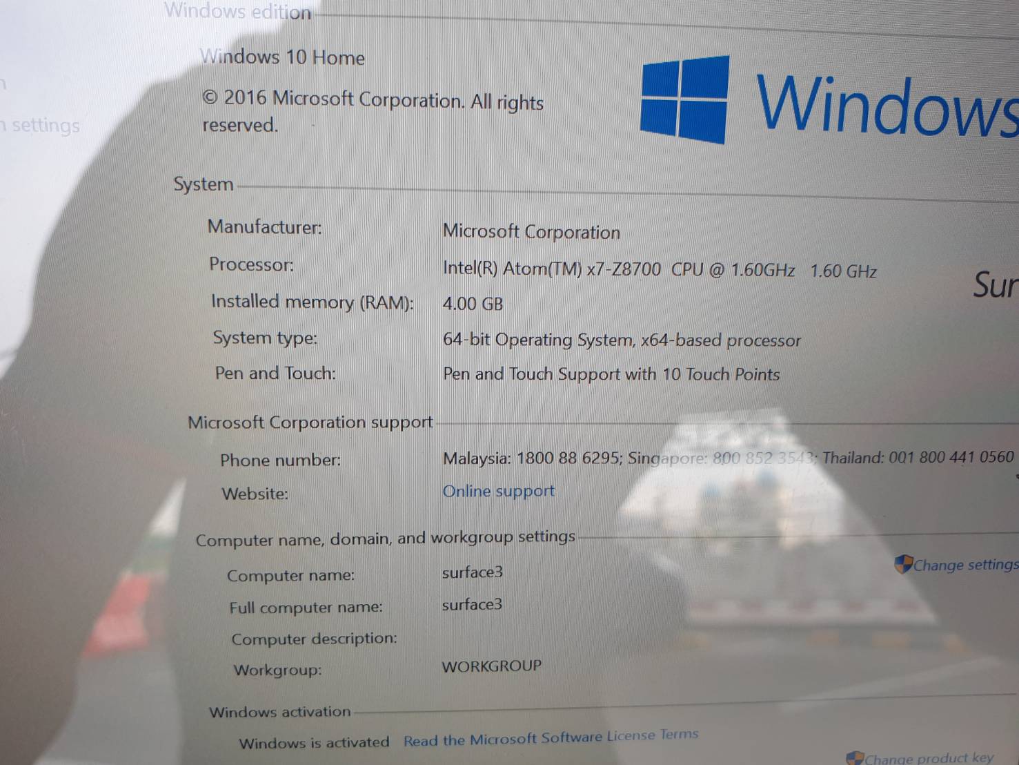 Surface 3 10.8" Quad-Core Intel Atom x7-Z8700 พร้อมคีบอร์ด