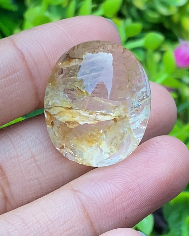 โป่งข่าม ควอตซ์ Rutilated Quartz 49.15 กะรัต Cts. พลอยแท้ อัญมณีมงคลประจําวันเกิด เครื่องประดับพลอย