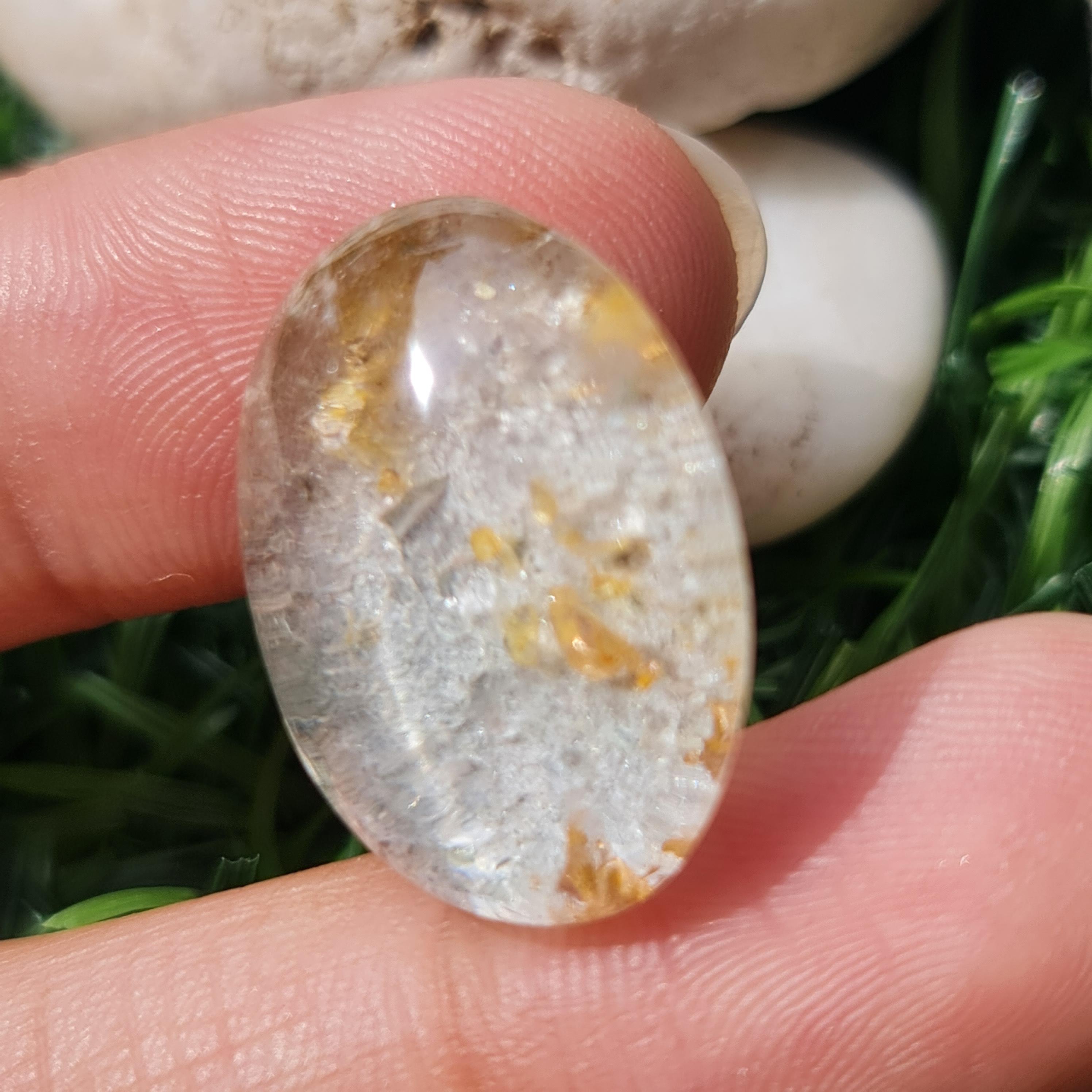 โป่งข่าม ควอตซ์ Rutilated Quartz 27.17 กะรัต Cts. พลอยแท้ อัญมณีมงคลประจําวันเกิด เครื่องประดับพลอย