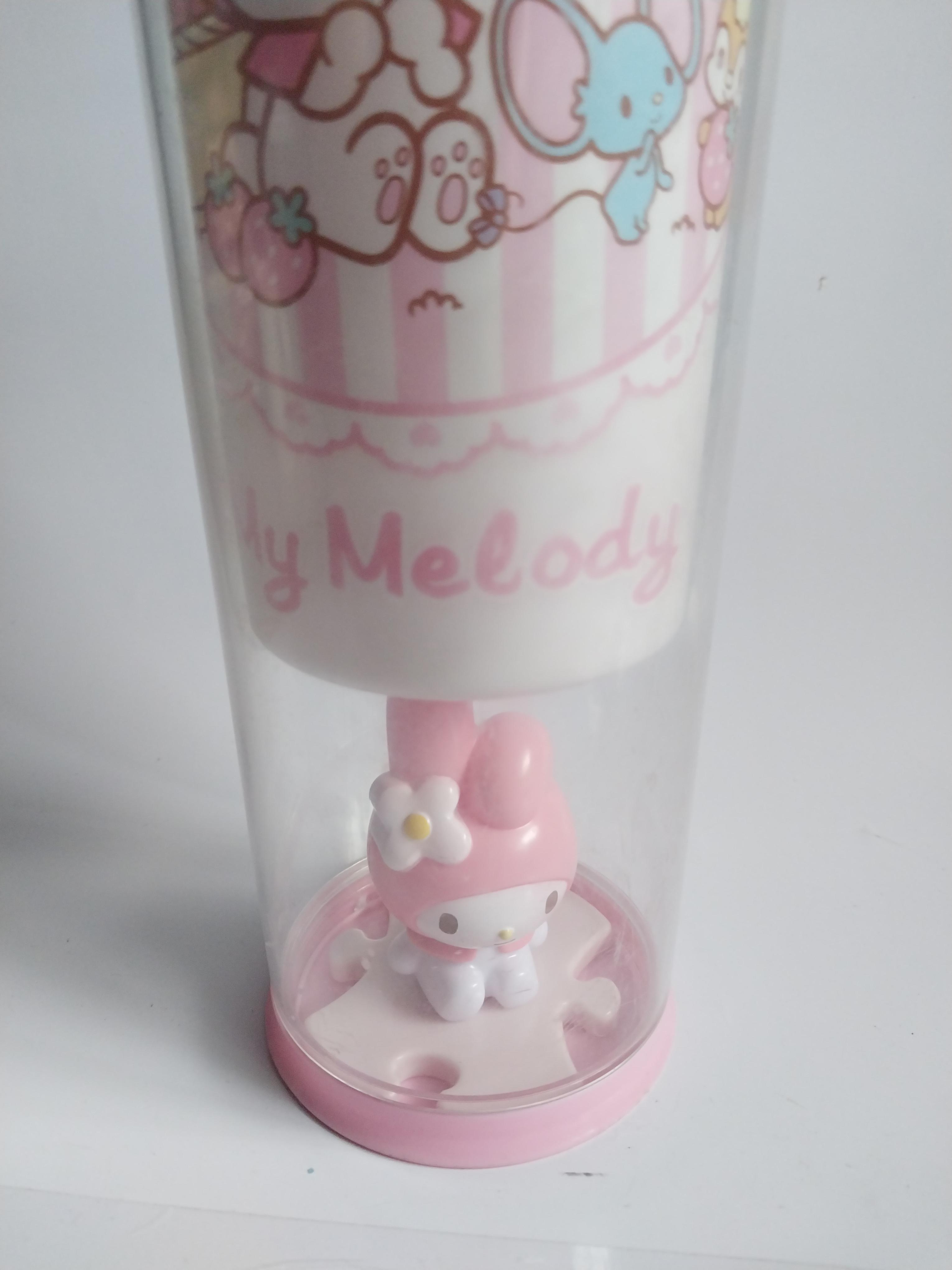แก้วน้ำทรงสูงสีชมพู ลายมายเมโลดี้ ของสะสมจากเซเว่นอีเลฟเว่น