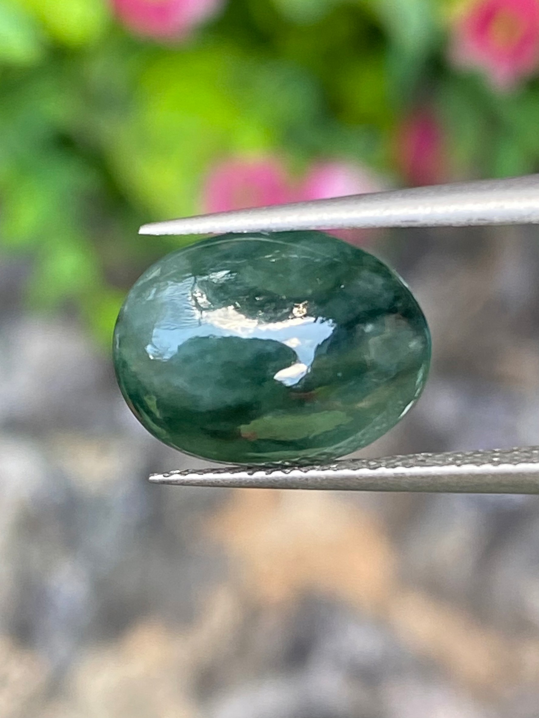 หยกพม่าเจียรนัย (Burmese jade ) 3.79 กะรัต หยกแท้ อัญมณีมงคลประจําวันเกิด เครื่องประดับหยก