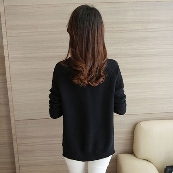 เสื้อสเวตเตอร์ไหมพรม แขนยาว ผ้านิ่มถักลาย (12085B)