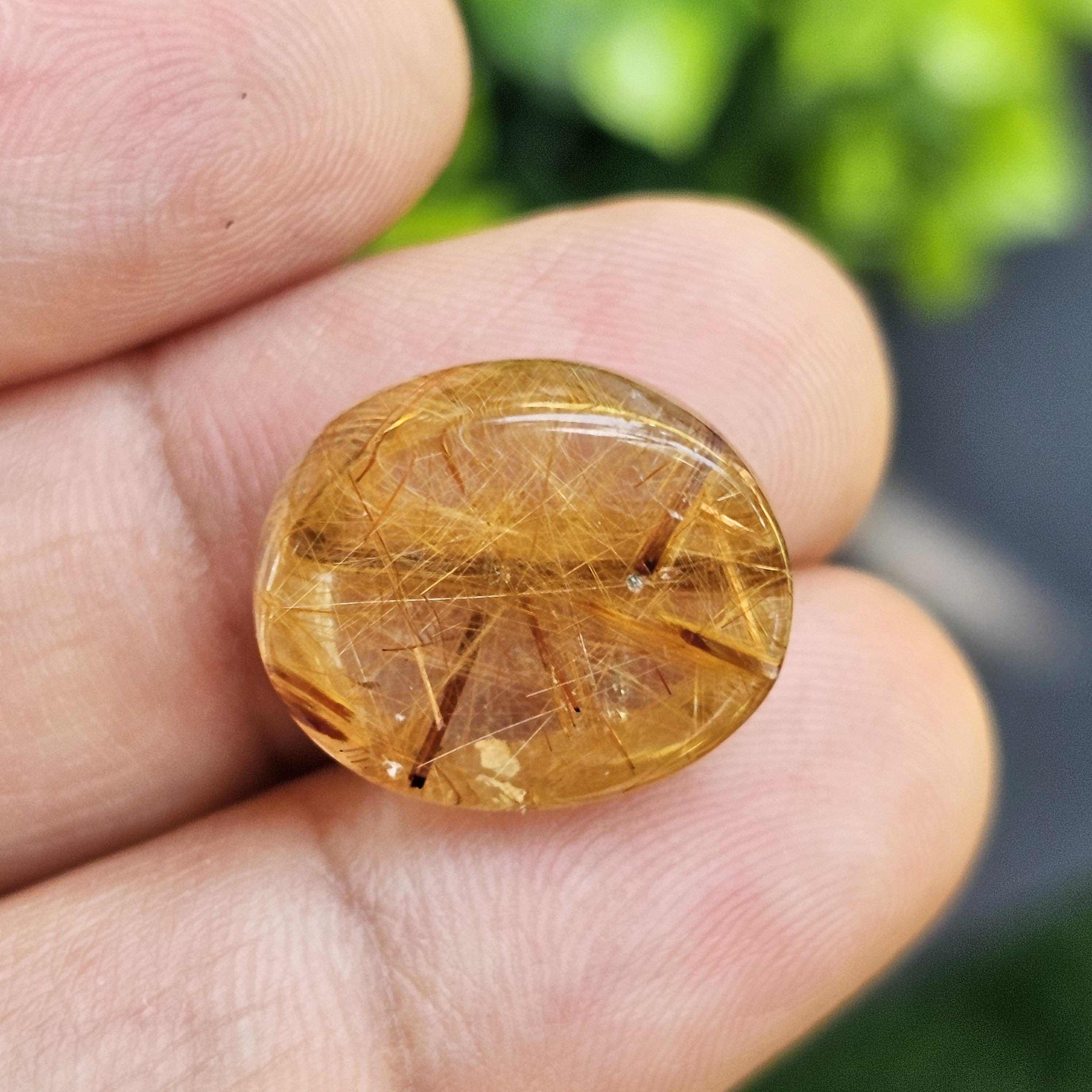 ไหมทอง ควอตซ์ Golden Rutilated Quartz 17.12 กะรัต Cts.พลอยแท้ อัญมณีมงคลประจําวันเกิด เครื่องประดับพลอย
