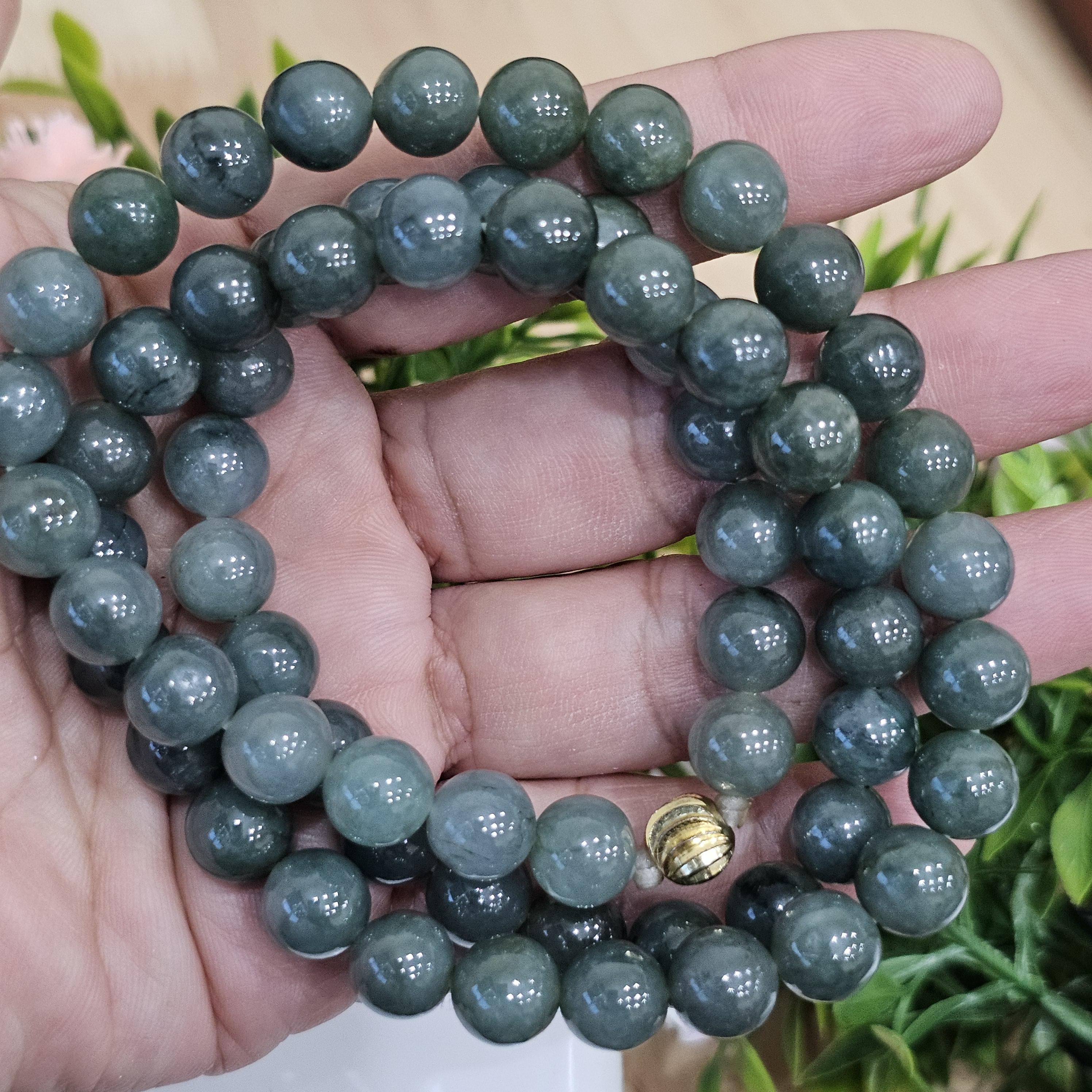 สร้อยคอหยก (Jadeite Necklace) 23 นิ้ว ดิบ ไม่ผ่านการปรับปรุง (Type A) พม่า (Myanmar) หยก พม่า แท้ Jade