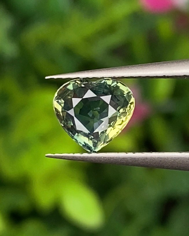 พลอย แซฟไฟร์ 2 สี Bi-Color Sapphire 1.23 กะรัต (Cts.) พลอยแท้ อัญมณีมงคลประจําวันเกิด เครื่องประดับพลอย