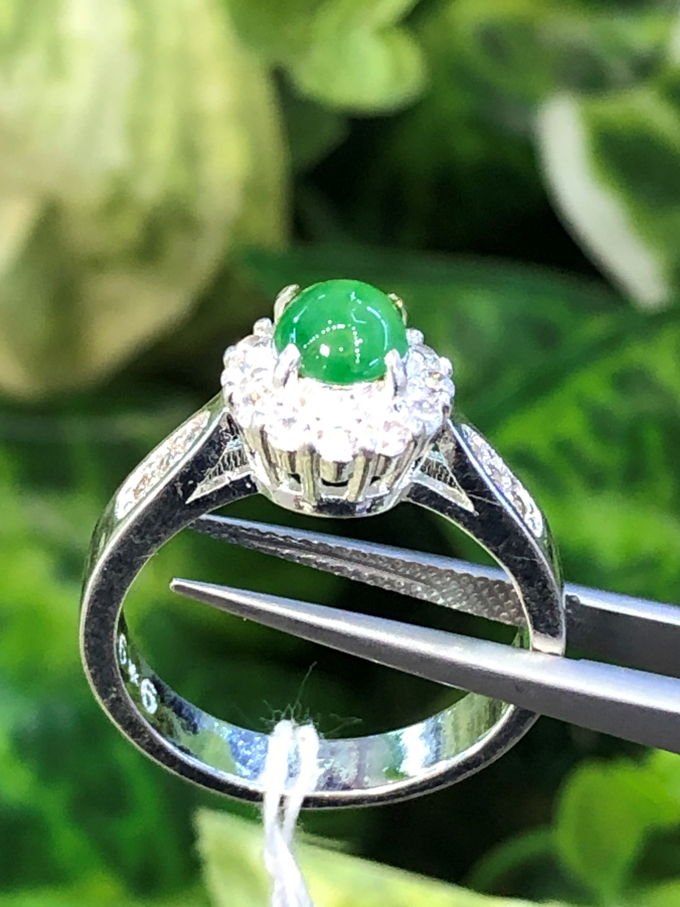 หยก พม่า แท้ Jade แหวนหยก (jadeite Ring) ดิบ (Size) 59 ไม่ผ่านการปรับปรุง (Type A) พม่า (Myanmar)