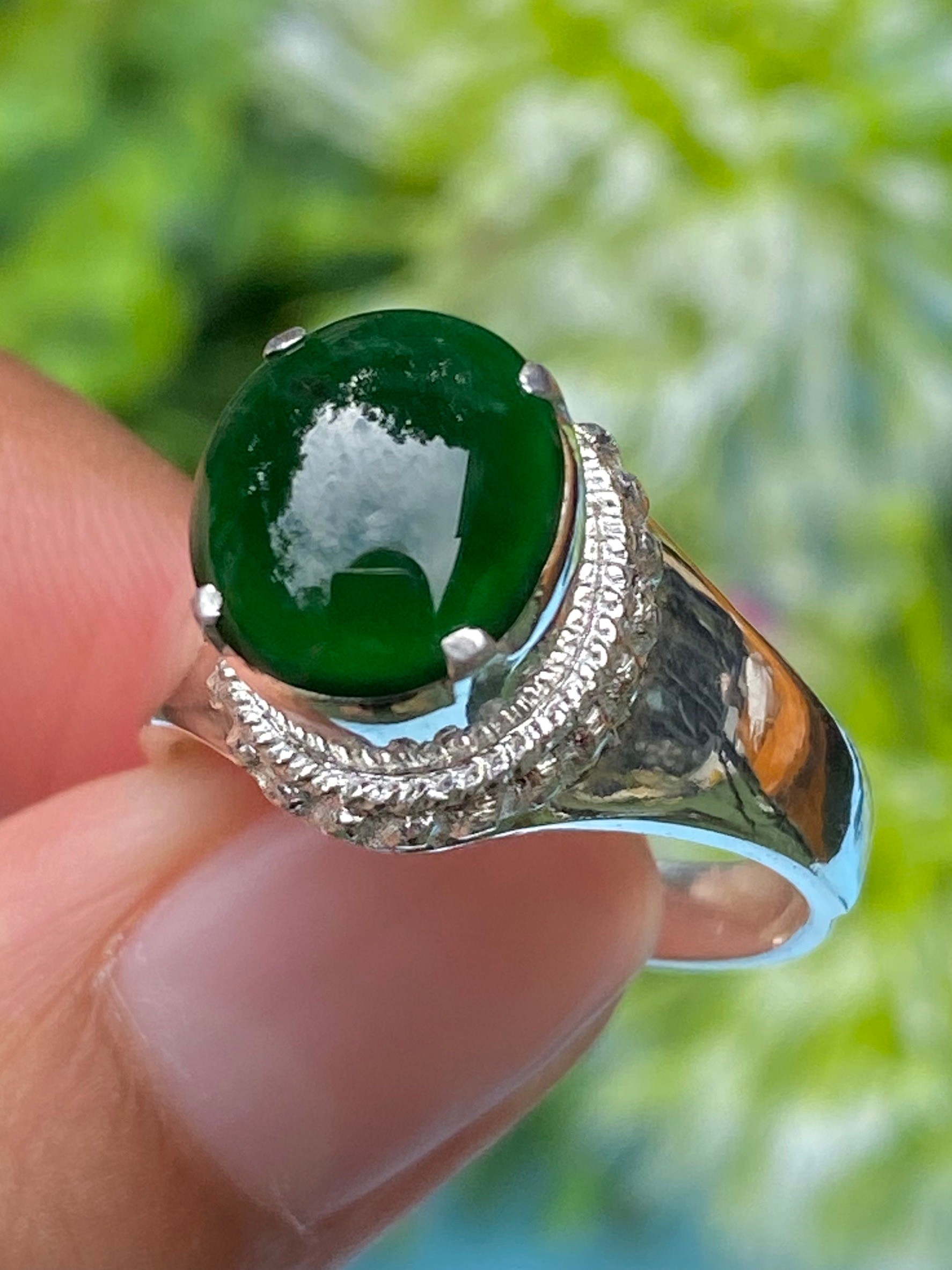 หยก พม่า แท้ Jade แหวนหยก (jadeite Ring) Size 57 ดิบ ไม่ผ่านการปรับปรุง (Type A) พม่า (Myanmar)