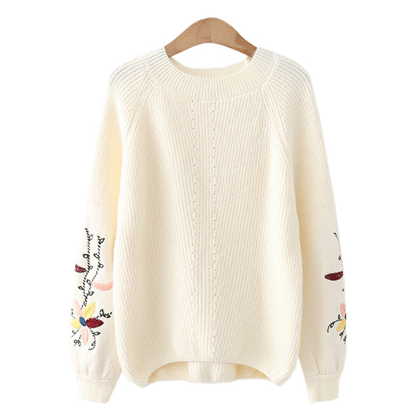 เสื้อสเวตเตอร์ไหมพรมวูลหนานุ่ม แขนยาวถักลายวินเทจ (12353LM)