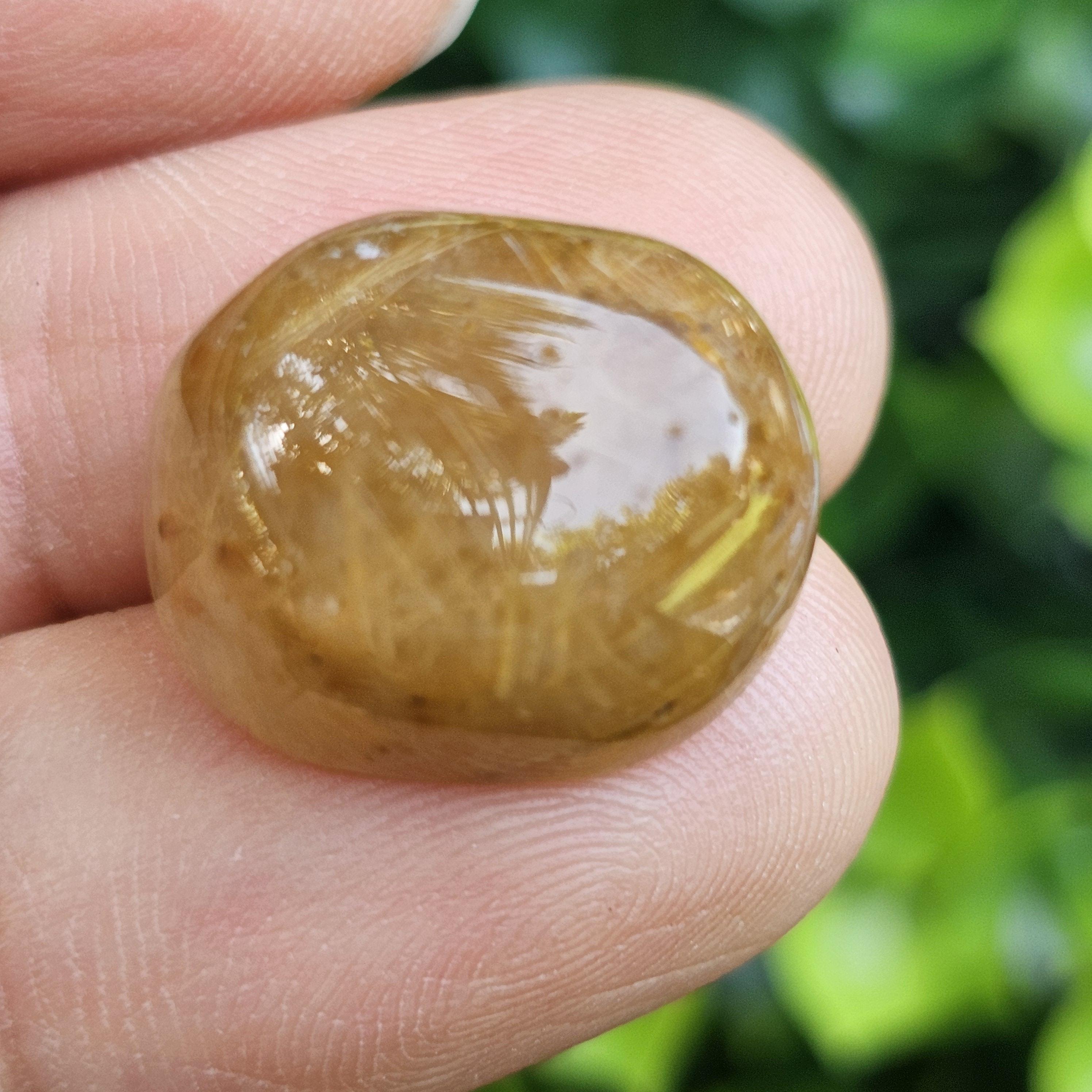 ไหมทอง ควอตซ์ Golden Rutilated Quartz 21.24 กะรัต Cts.พลอยแท้ อัญมณีมงคลประจําวันเกิด เครื่องประดับพลอย