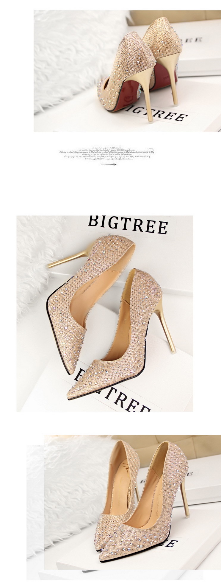 รองเท้าออกงาน รองเท้าส้นสูง ฝังเพชร สวยหรู