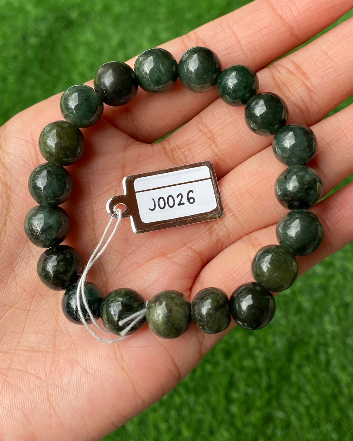 J0026 หยก พม่า แท้ Jade กำไล ประคำหยก (Jadeite Beads Bracelet) พม่า (Myanmar)