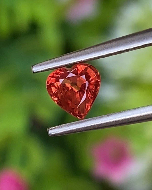 พลอย ออเรนจ์ แซฟไฟร์ Orange Sapphire 0.58 กะรัต (Cts.) พลอยแท้ อัญมณีมงคลประจําวันเกิด เครื่องประดับพลอย