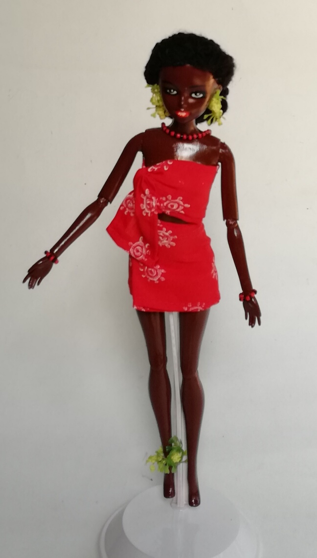 Very Special offer, The only 1 piece, handmade custom doll, 12" as an actress from the play "Ngoh Pa", she is "Ms. Lamhab", she woke up early, dress nicely, put a wooden comb on the head, wearing flower earing, neckace and bracela