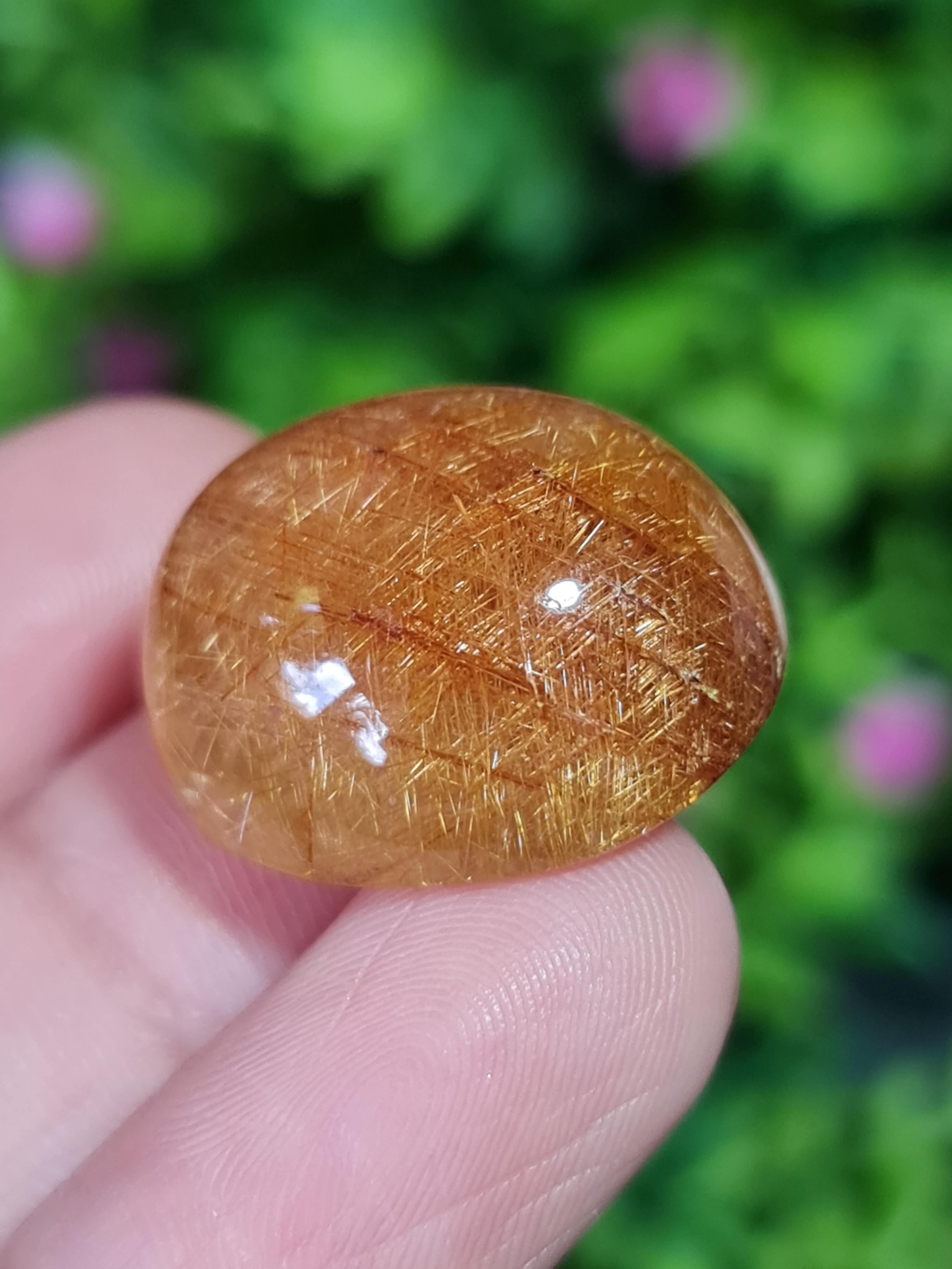 ไหมทอง ควอตซ์ Golden Rutilated Quartz 37.55 กะรัต Cts.พลอยแท้ อัญมณีมงคลประจําวันเกิด เครื่องประดับพลอย