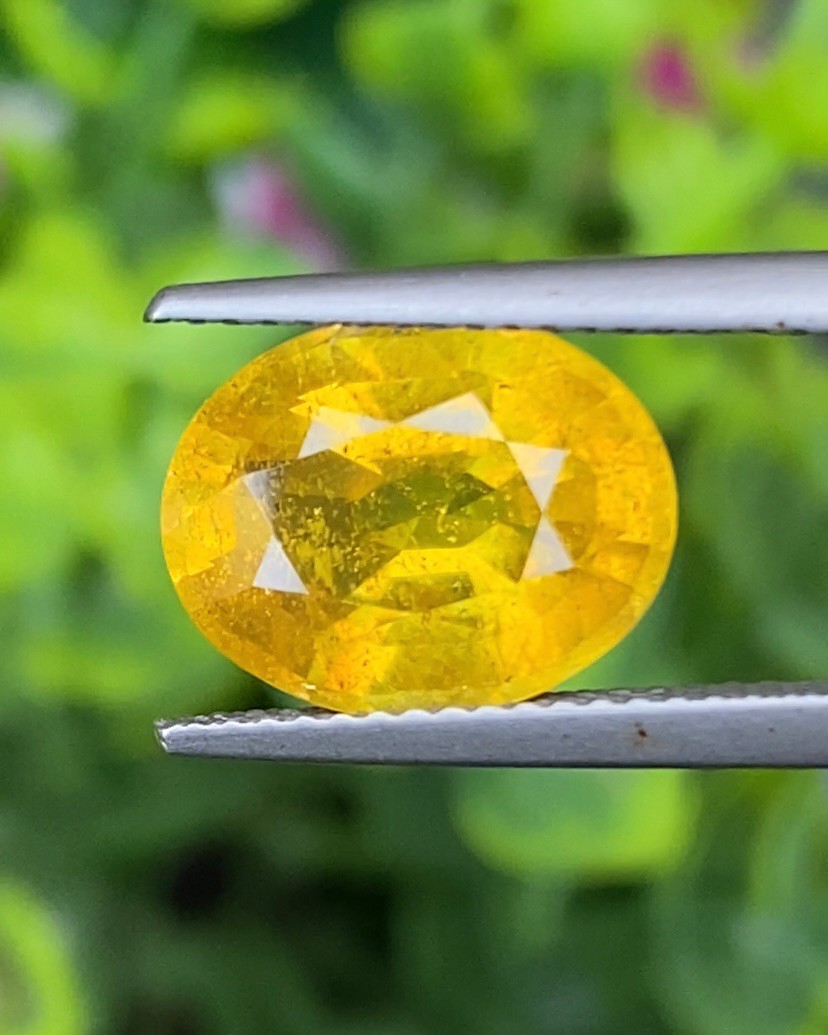พลอย บุษราคัม yellow sapphire 6.00 กะรัต (Cts.) เผาใหม่ พลอยแท้ อัญมณีมงคลประจําวันเกิด เครื่องประดับพลอย