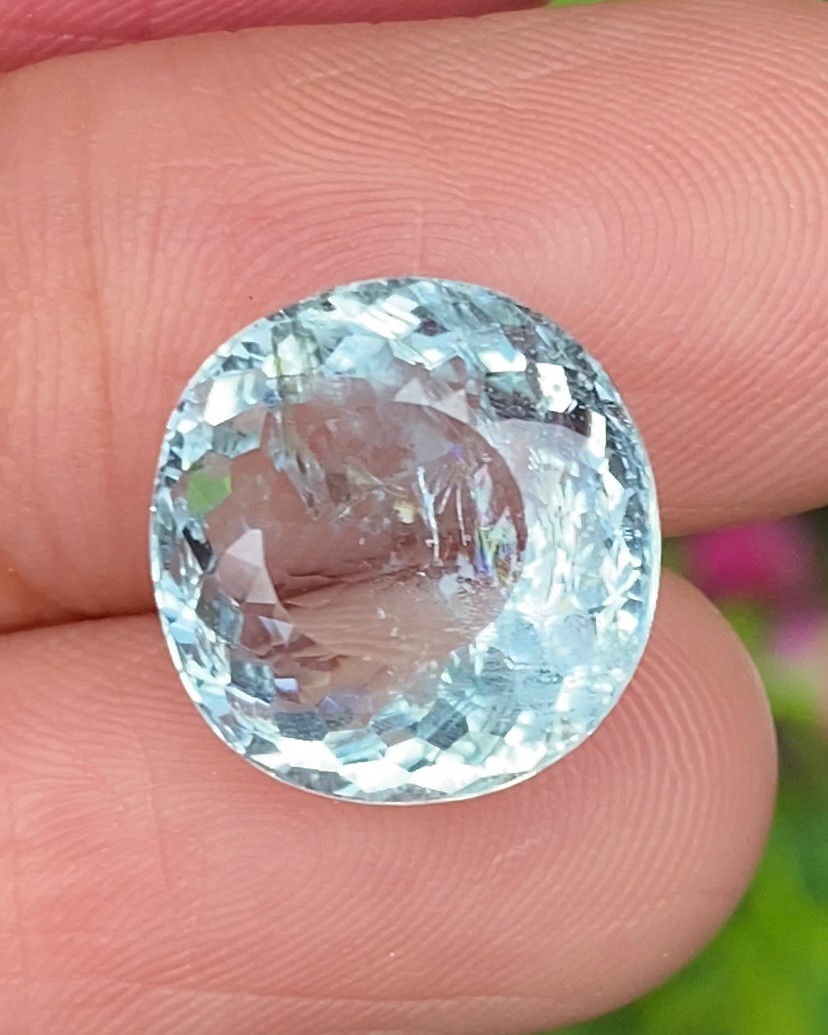 พลอย อความารีน Aquamarine 6.77 กะรัต (Cts.) พลอยแท้ อัญมณีมงคลประจําวันเกิด เครื่องประดับพลอย