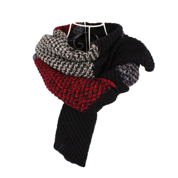 ผ้าพันคอไหมพรมถักลายตัดสี ผืนยาว ใช้ได้ทั้งหญิงและชาย (11307L)