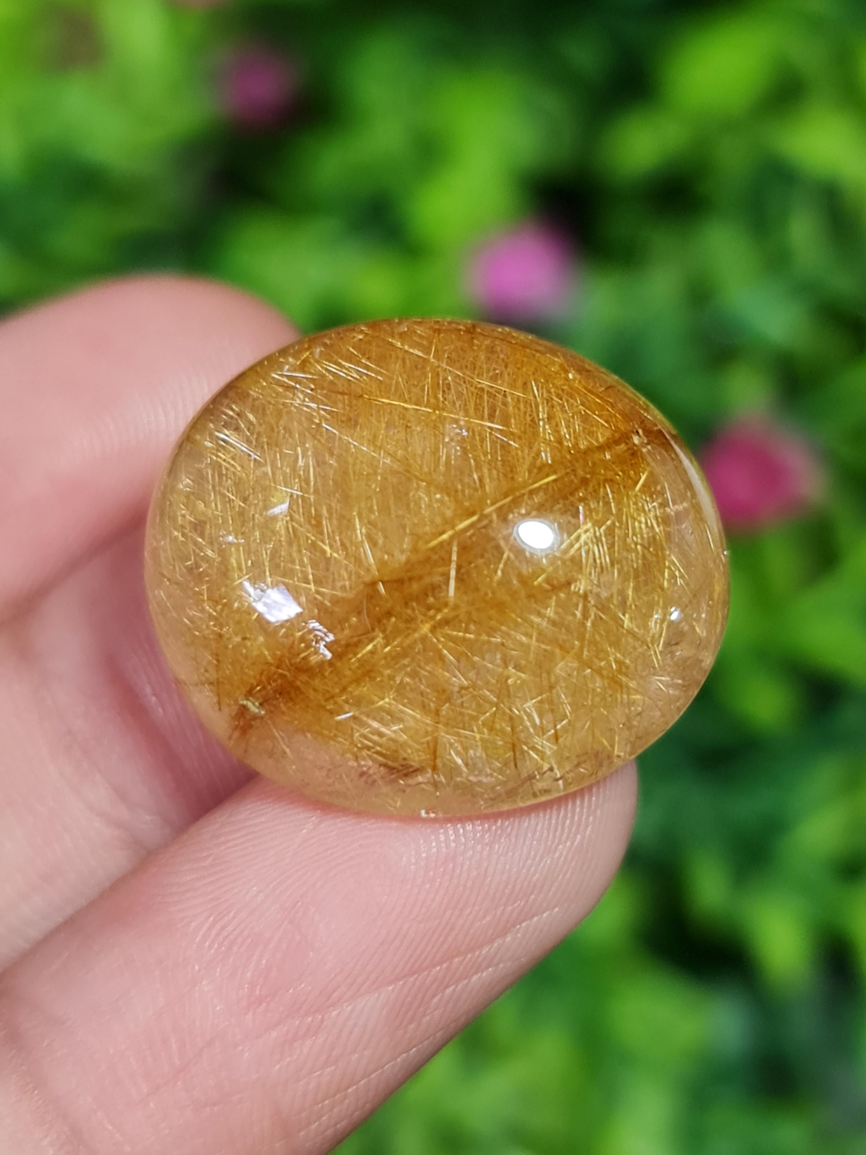 ไหมทอง ควอตซ์ Golden Rutilated Quartz 45.15 กะรัต Cts.พลอยแท้ อัญมณีมงคลประจําวันเกิด เครื่องประดับพลอย