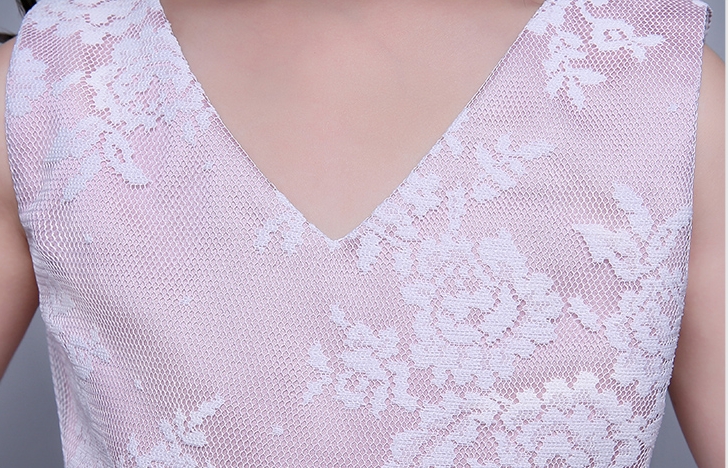 Pre-order ชุดราตรีเด็ก ชุดออกงาน ชุดกระโปรง สไตล์เจ้าหญิง แขนกุด คอวี ผ้าลูกไม้ คาดโบว์ที่เอว กระโปรงฟูฟ่อง ซิปหลัง สวยหวาน