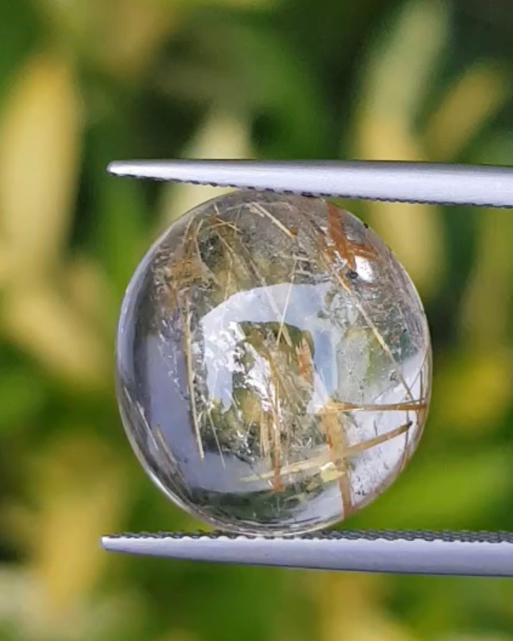 ไหมทอง ควอตซ์ Golden Rutilated Quartz 10.48 กะรัต Cts.พลอยแท้ อัญมณีมงคลประจําวันเกิด เครื่องประดับพลอย