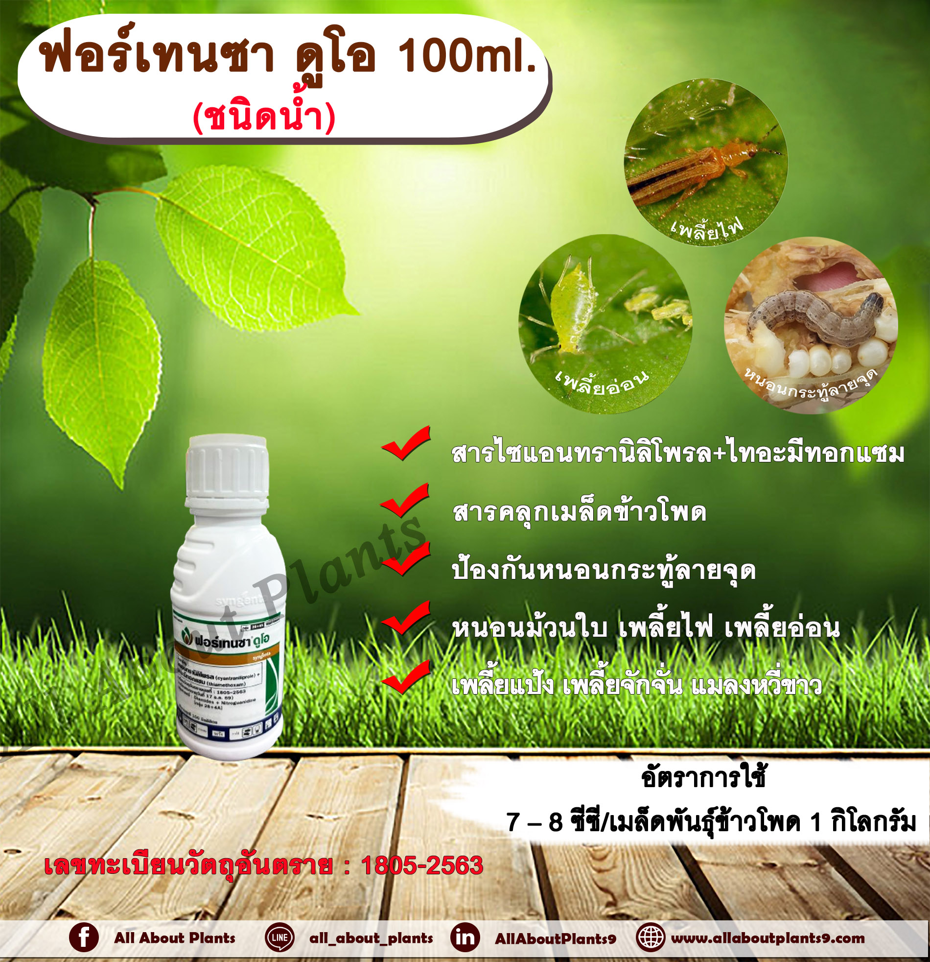 ฟอร์เทนซา ดูโอ 100ml. สารไซแอนทรานิลิโพรล+ไทอะมีทอกแซม สารกำจัดแมลง สารคลุกเมล็ดพันธุ์ข้าวโพด หนอนกระทู้ลายจุดข้าวโพด หนอนม้วนใบ เพลี้ยไฟ เพลี้ยอ่อน เพลี้ยแป้ง เพลี้ยจักจั่น แมลงหวี่ขาว ขวด