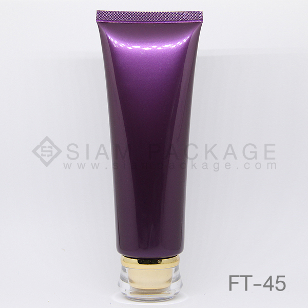 หลอดโฟมสีม่วง ฝาเห็ดสีทอง หลอดครีม รหัส FT-45