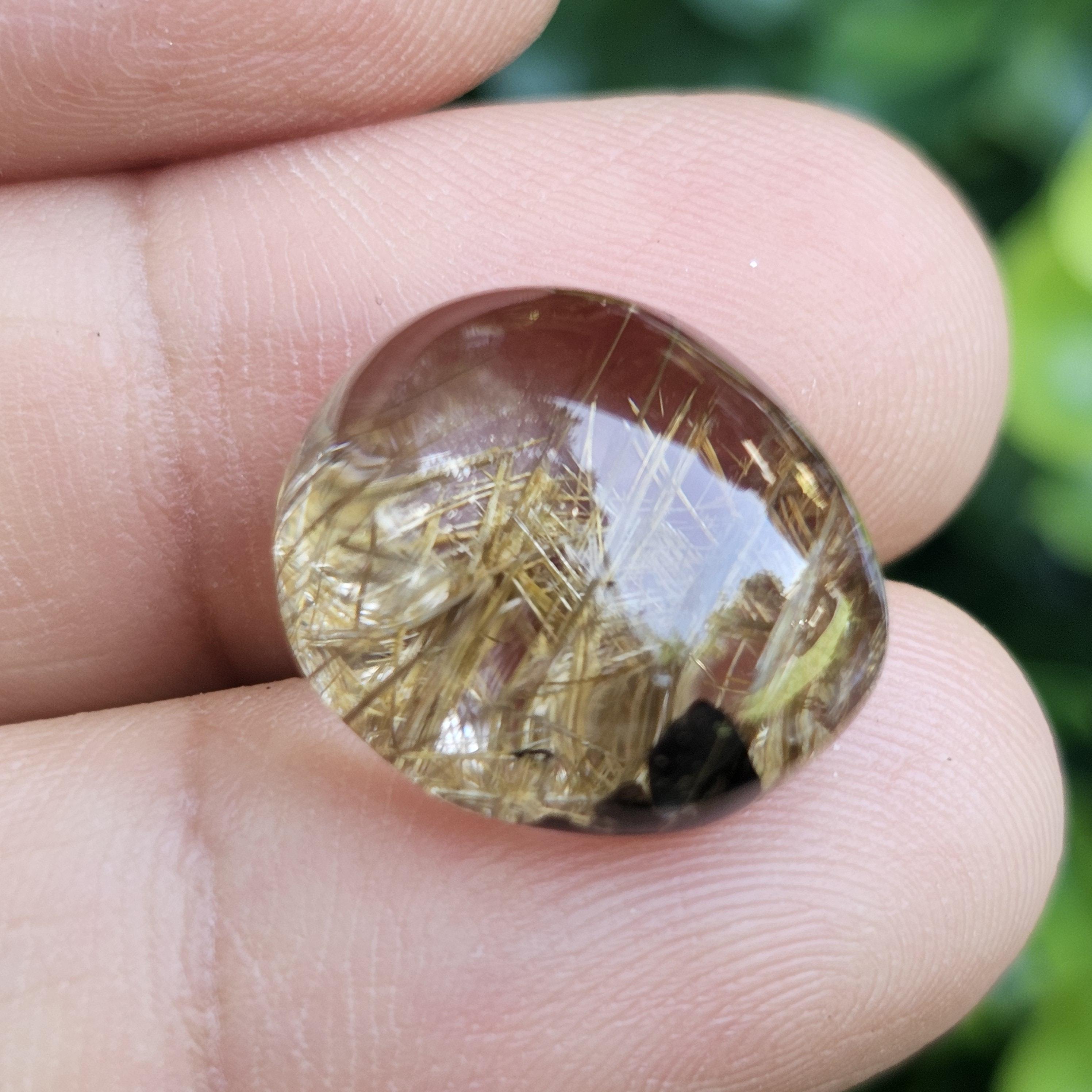 ไหมทอง ควอตซ์ Golden Rutilated Quartz 16.47 กะรัต Cts.พลอยแท้ อัญมณีมงคลประจําวันเกิด เครื่องประดับพลอย