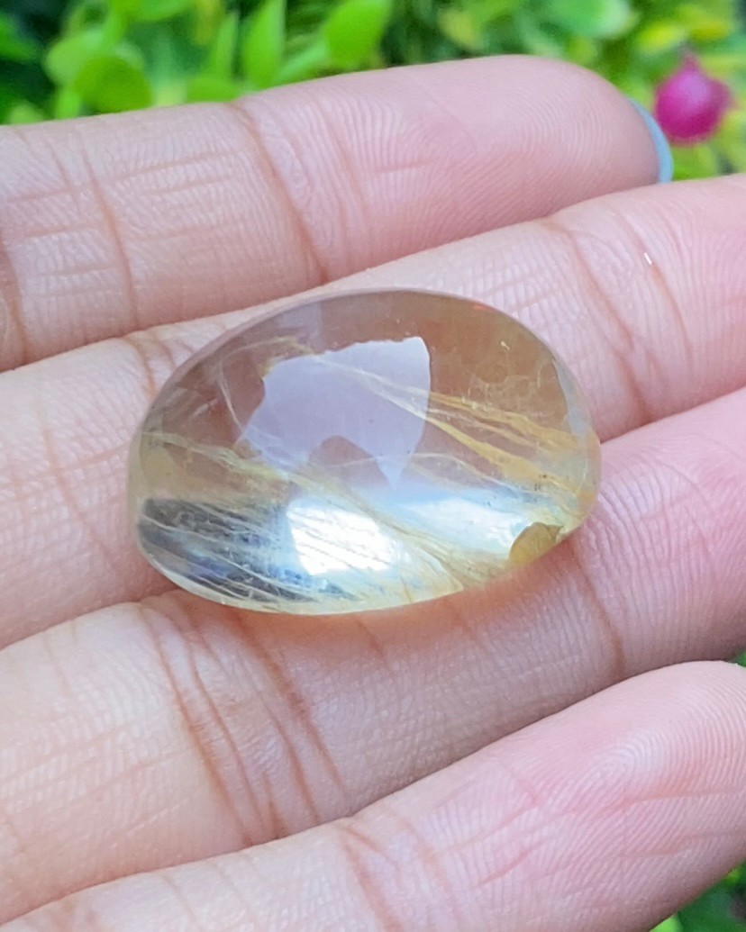 โป่งข่าม ควอตซ์ Rutilated Quartz 50.06 กะรัต Cts. พลอยแท้ อัญมณีมงคลประจําวันเกิด เครื่องประดับพลอย