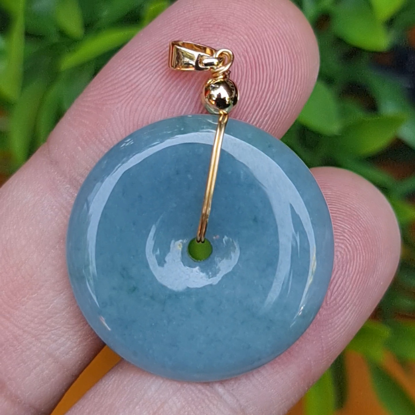 หยก จี้โดนัทหยก 37.0 Cts. (ฺBi Disc Jade) หยกแท้ อัญมณีมงคลประจําวันเกิด เครื่องประดับพลอย