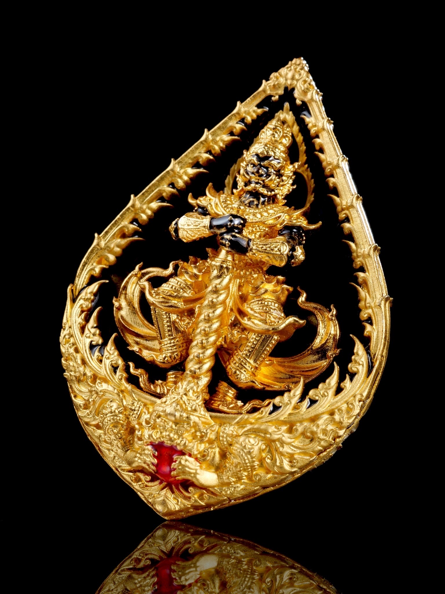 ท้าวเวสสุวรรณโณ รุ่น สัตตะอริยทรัพย์ รหัส9 เนื้อบรอนซ์ชุบทองลงยาดำ