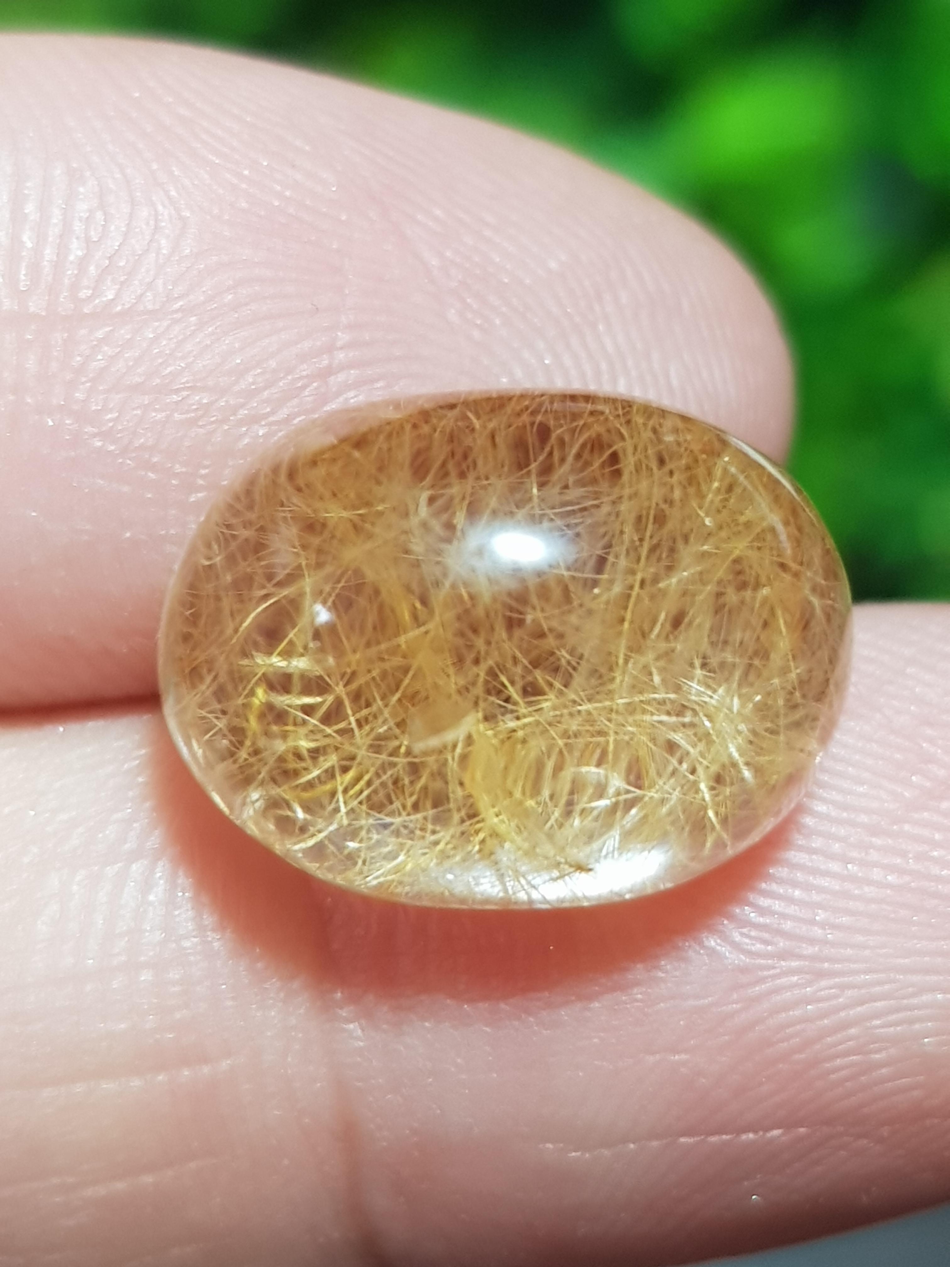 ไหมทอง ควอตซ์ Golden Rutilated Quartz 13.58 กะรัต Cts.พลอยแท้ อัญมณีมงคลประจําวันเกิด เครื่องประดับพลอย