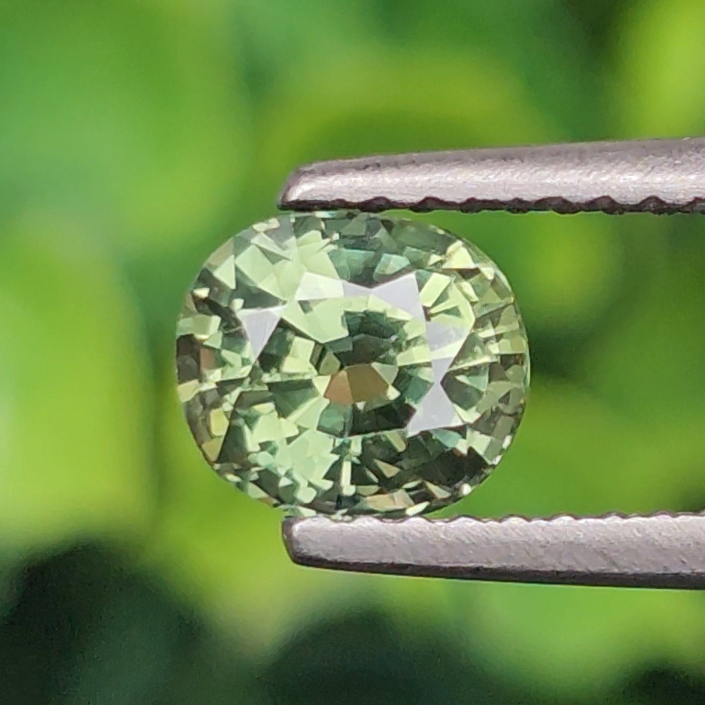 พลอย เขียวส่อง Green Sapphire 1.24 กะรัต (Cts.) พลอยแท้ อัญมณีมงคลประจําวันเกิด เครื่องประดับพลอย