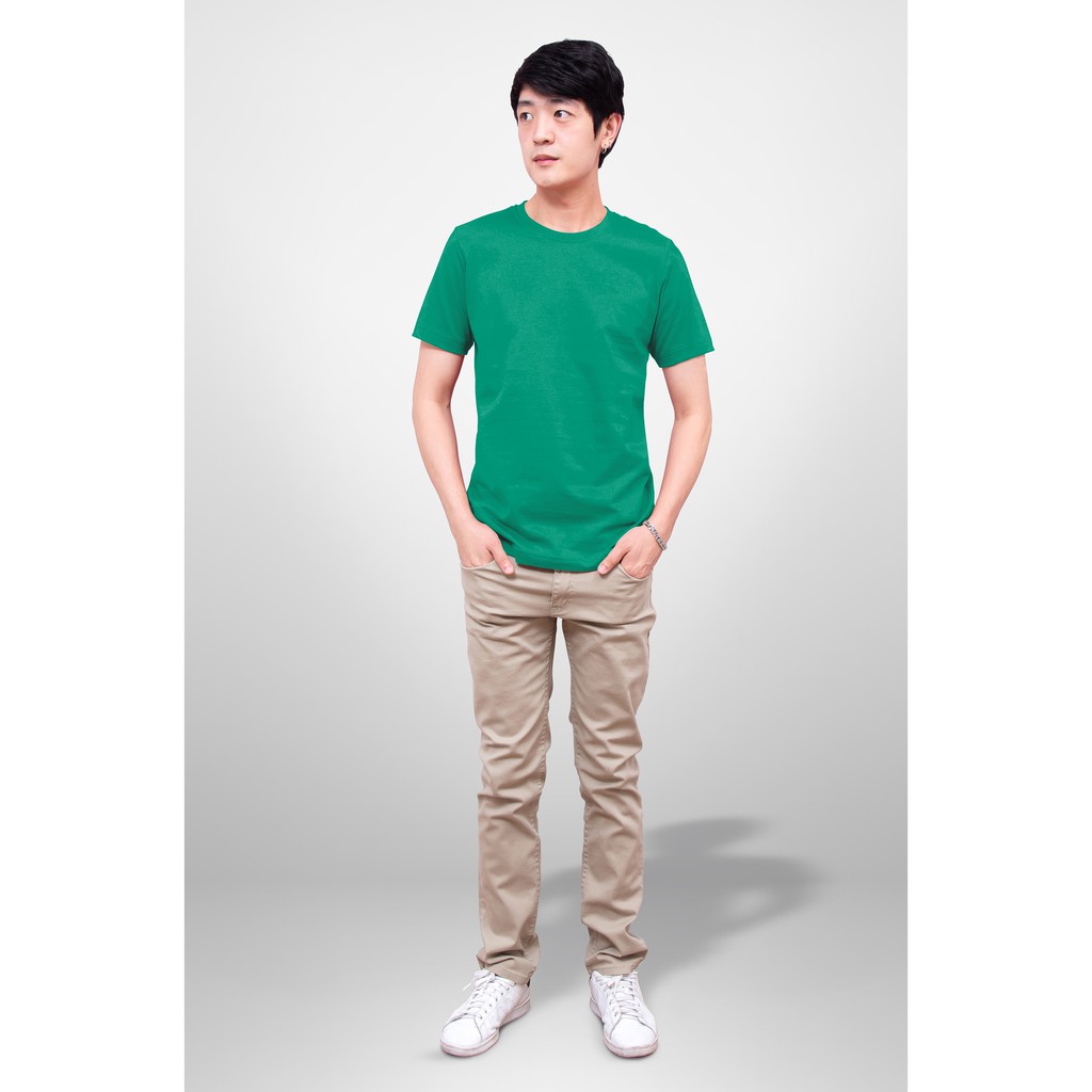 Noproblem Noproblem ยอดขาย No.1 รับประกัน ไม่ย้วย ไม่ยืด ผ้านุ่ม เสื้อยืด สีพื้น เสื้อยืดคอกลม สีเขียวสด