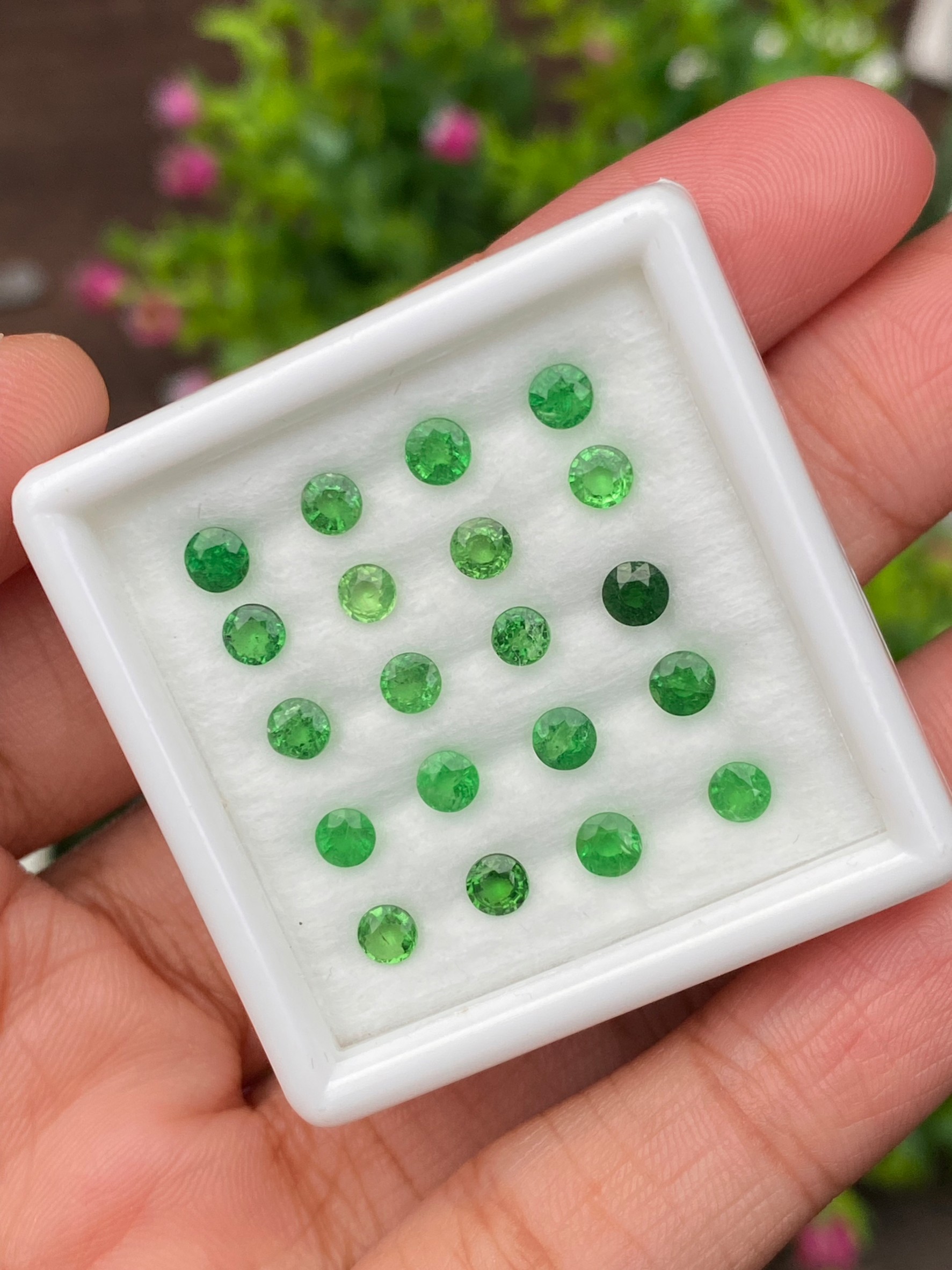 พลอย ซาโวไรท์ Tsavorite Garnet 4.10 กะรัต (Cts.) 20 เม็ด ดิบ Unheated พลอยแท้ อัญมณีมงคลประจําวันเกิด เครื่องประดับพลอย