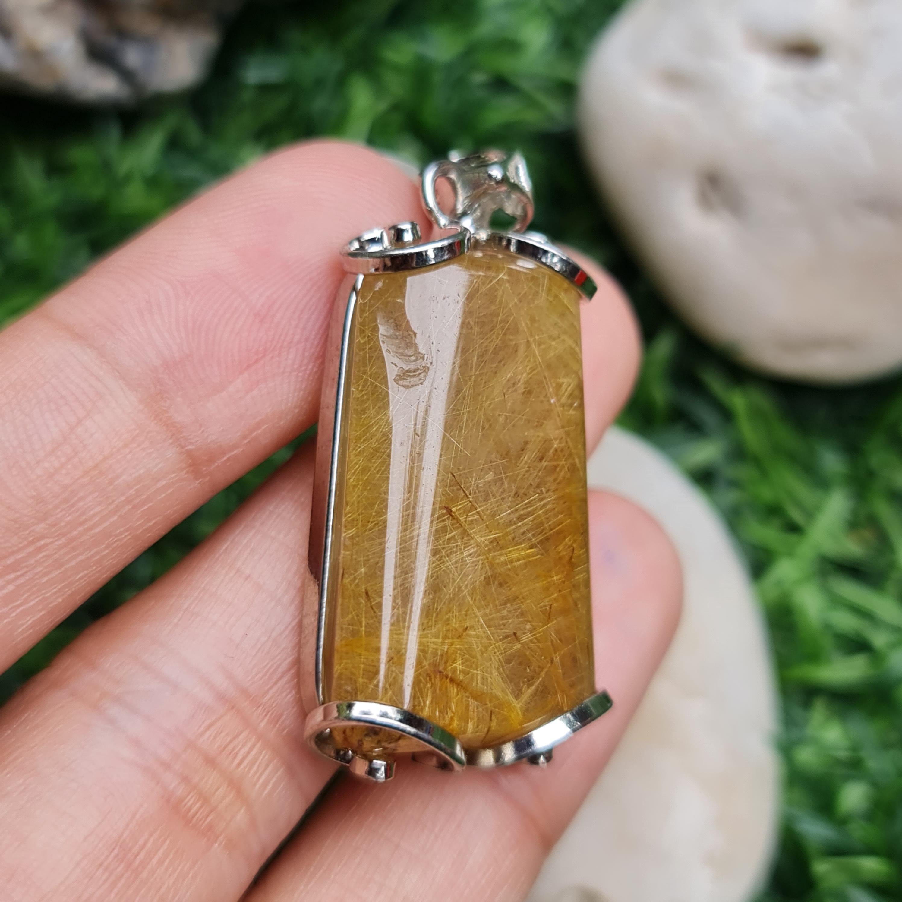 จี้ไหมทอง (Golden Rutilated Quartz) 52.20 กรัม g.พลอยแท้ อัญมณีมงคลประจําวันเกิด เครื่องประดับพลอย