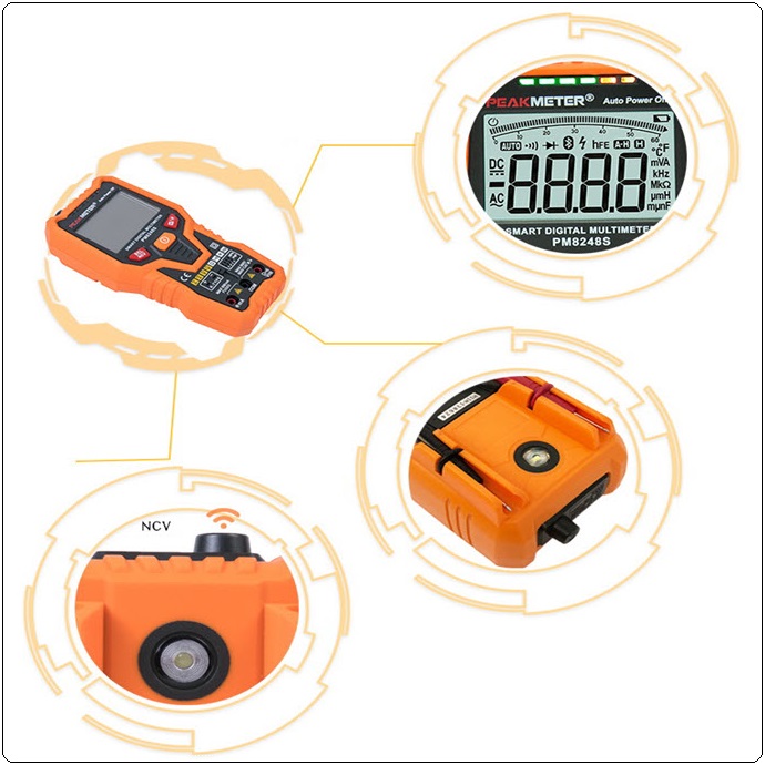 PEAKMETER auto range ดิจิตอลมัลติมิเตอร์แบบ NCV PM8248S