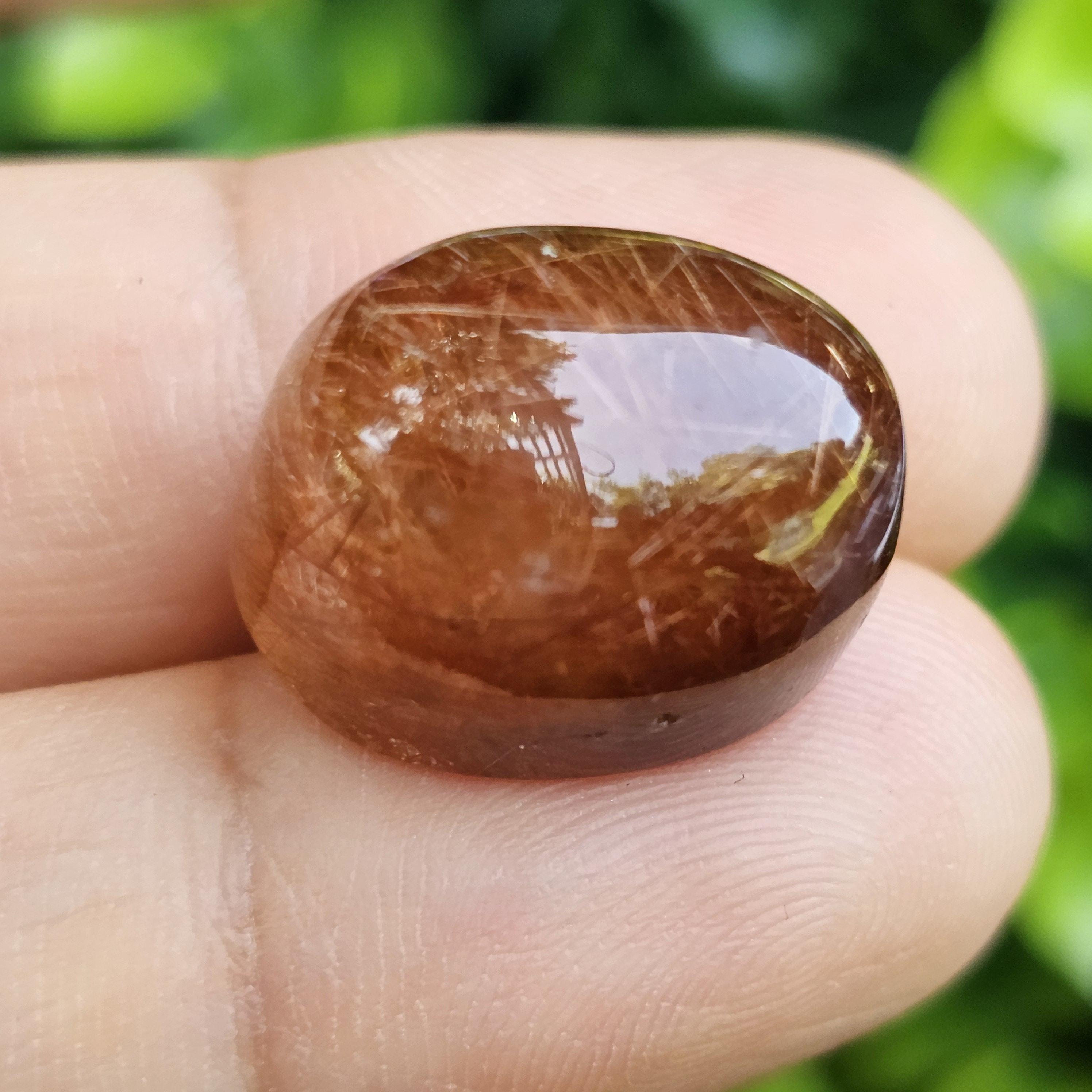 ไหมทอง ควอตซ์ Golden Rutilated Quartz 25.0 กะรัต Cts.พลอยแท้ อัญมณีมงคลประจําวันเกิด เครื่องประดับพลอย