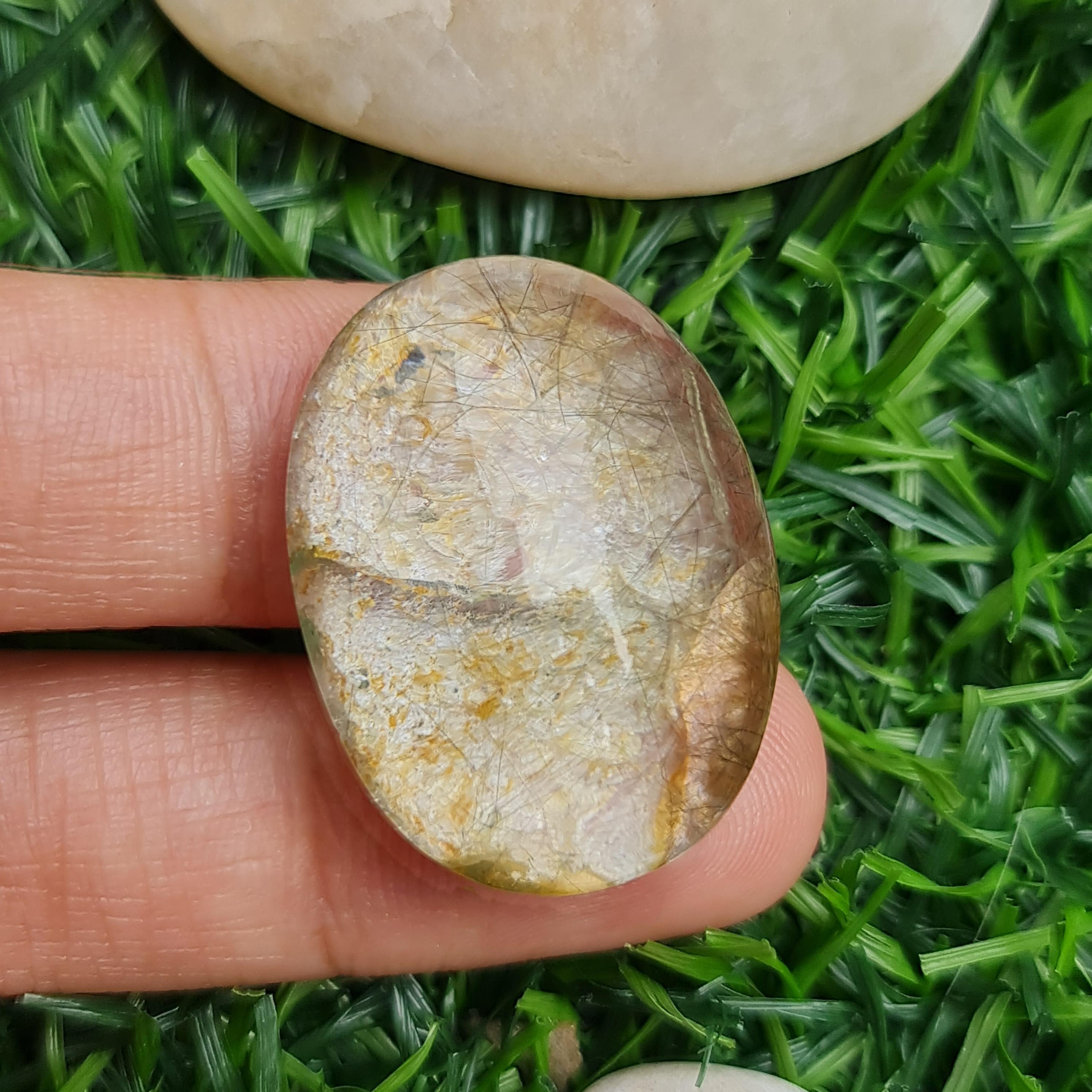 โป่งข่าม ควอตซ์ Rutilated Quartz 61.87 กะรัต Cts. พลอยแท้ อัญมณีมงคลประจําวันเกิด เครื่องประดับพลอย
