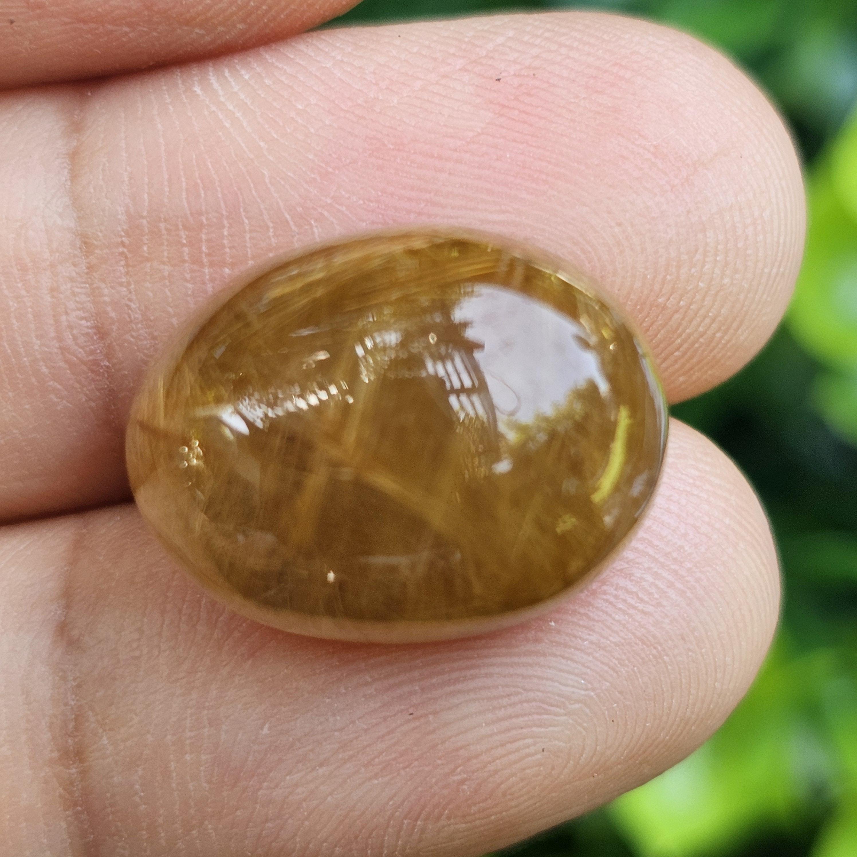 ไหมทอง ควอตซ์ Golden Rutilated Quartz 20.27 กะรัต Cts.พลอยแท้ อัญมณีมงคลประจําวันเกิด เครื่องประดับพลอย
