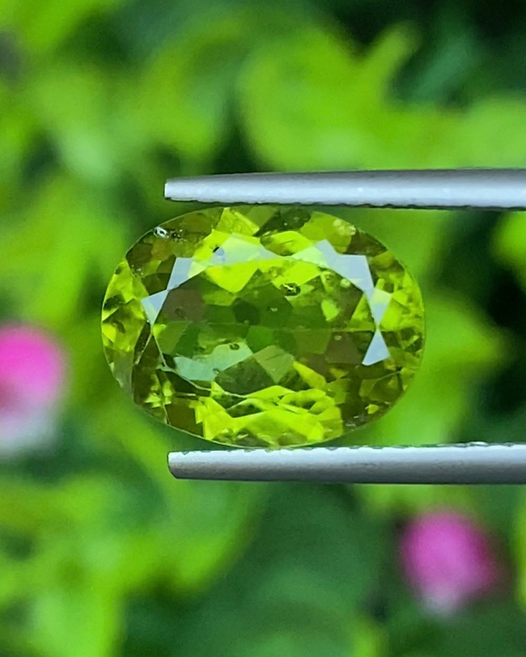 พลอย เพอริดอต Peridot 4.76 กะรัต (Cts.) พลอยแท้ อัญมณีมงคลประจําวันเกิด เครื่องประดับพลอย